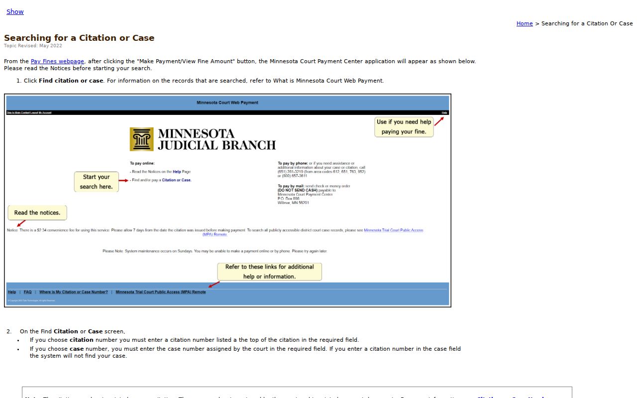Lake County traffic warrant citation lookup instructions from the Minnesota courts