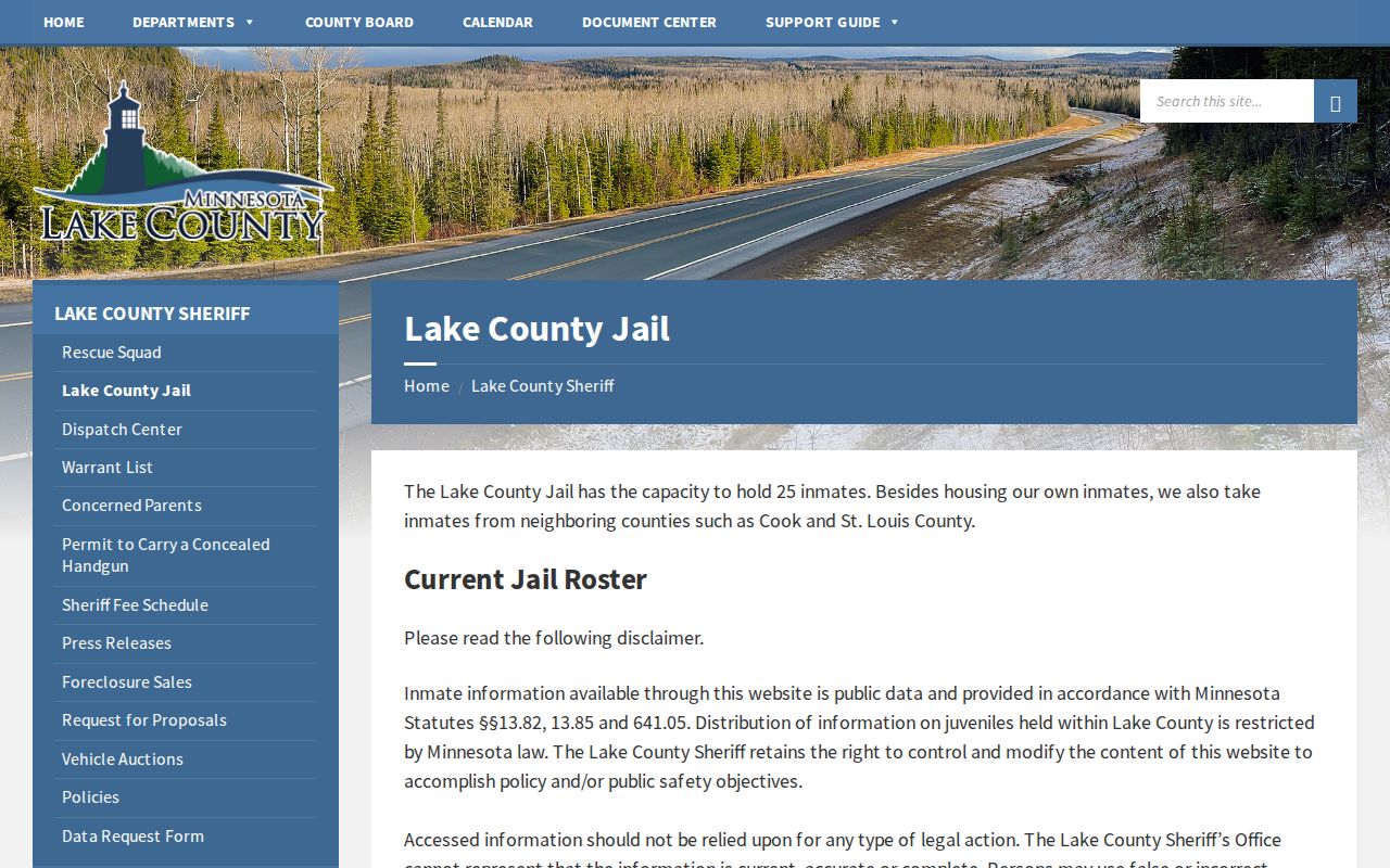 Lake County warrant and bail instructions on the county jail page
