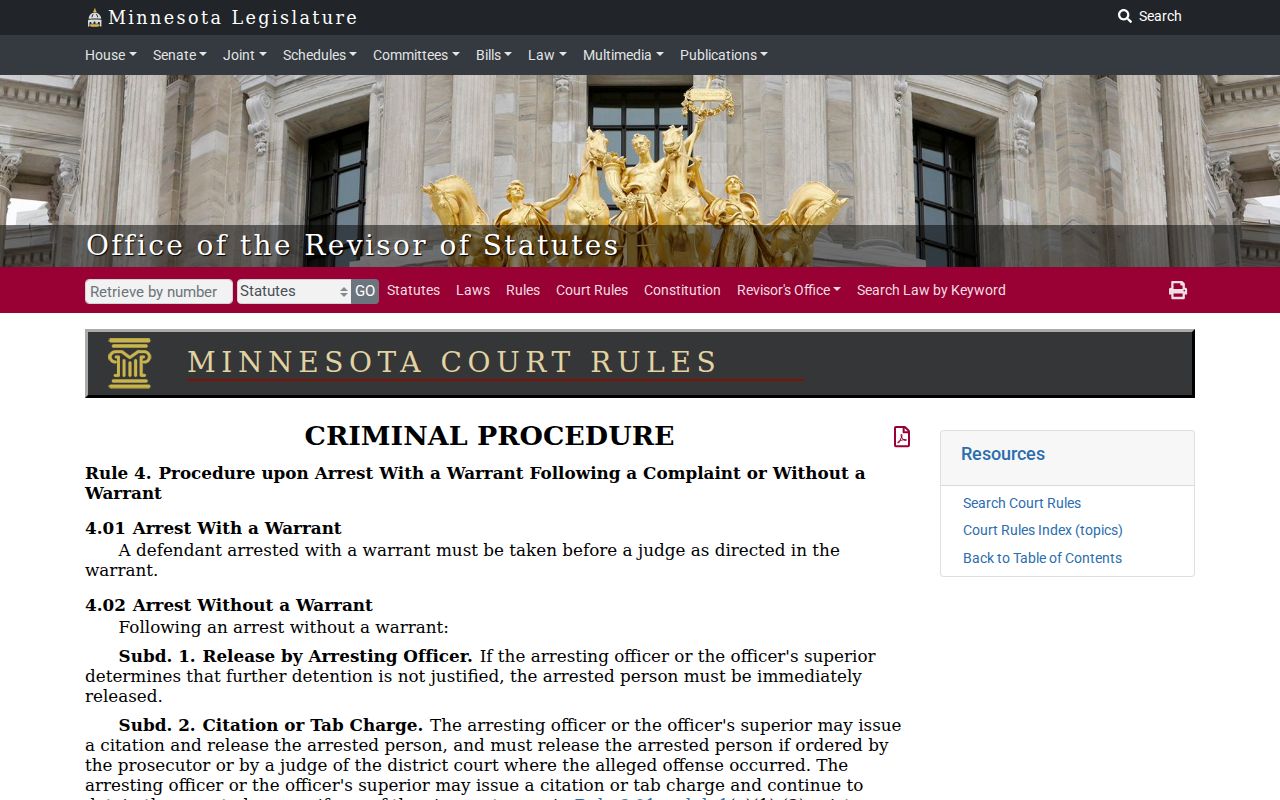 Lake County arrest warrant procedure in the Minnesota rules of criminal procedure