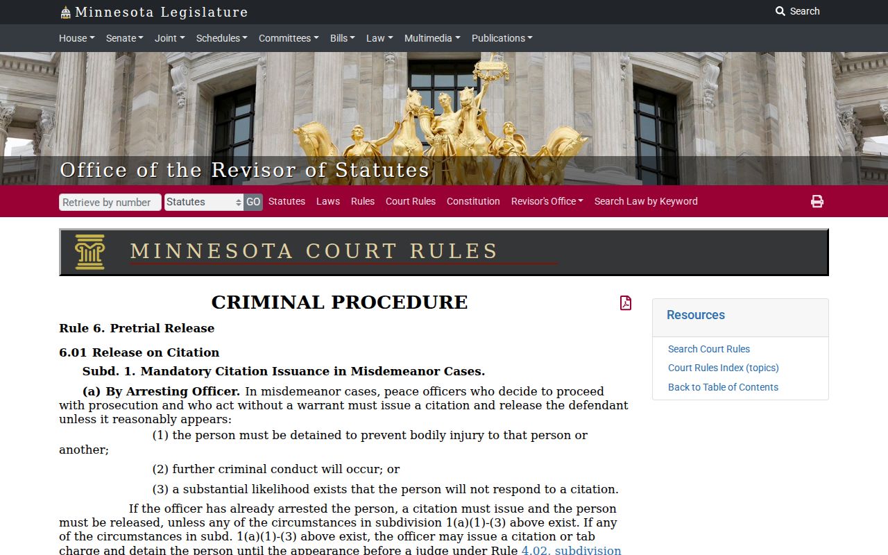 Lake County bench and traffic warrant rules from the Minnesota court rules