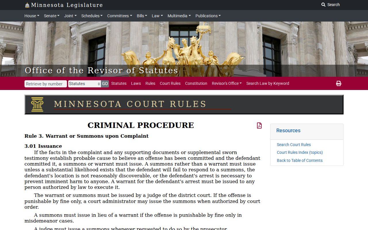 Lake County arrest warrant types and process in the Minnesota court rules