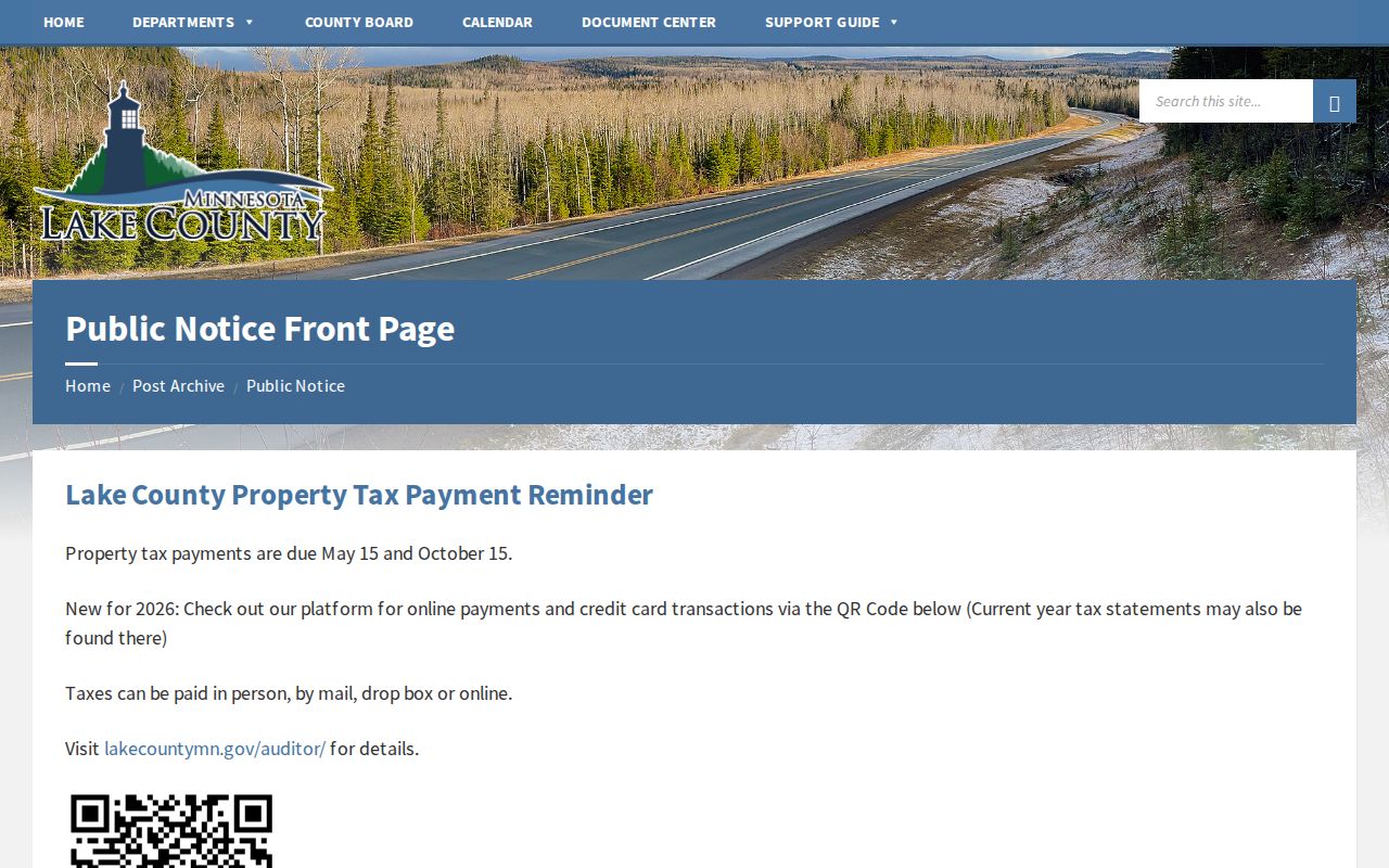 Lake County public notice page where a most wanted or warrant program would be announced